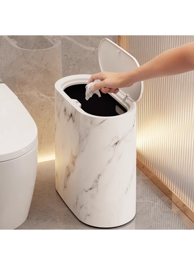 هومستر الرخام الأبيض 12 لتر علبة القمامة مع غطاء مغلق وسطح مقاوم للبصمات للمطبخ والحمام - Image 5